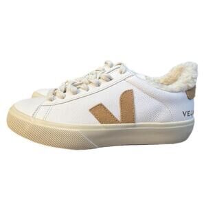 VEJA Campo Winter Fleece Lined White Leather Sneaker Women size 6.5 EUC